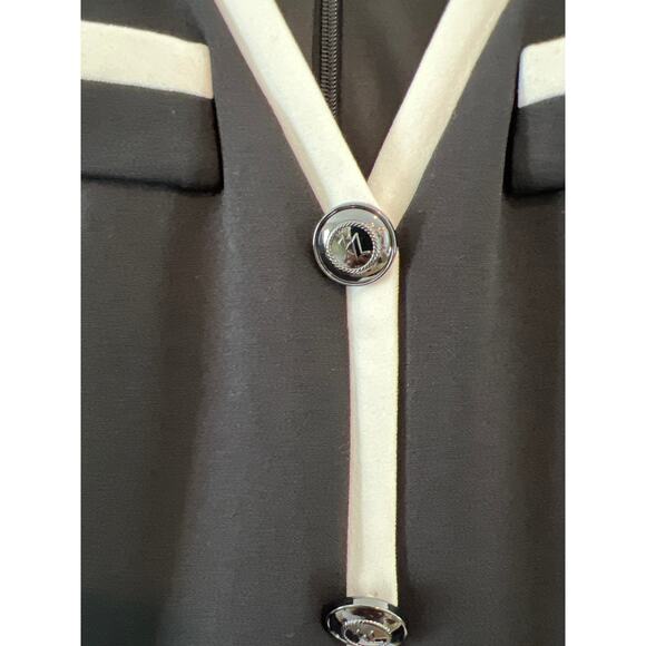 NWOT Karl Lagerfeld size 6 black dress with sheer sleeves and white trim - Picture 3 of 7